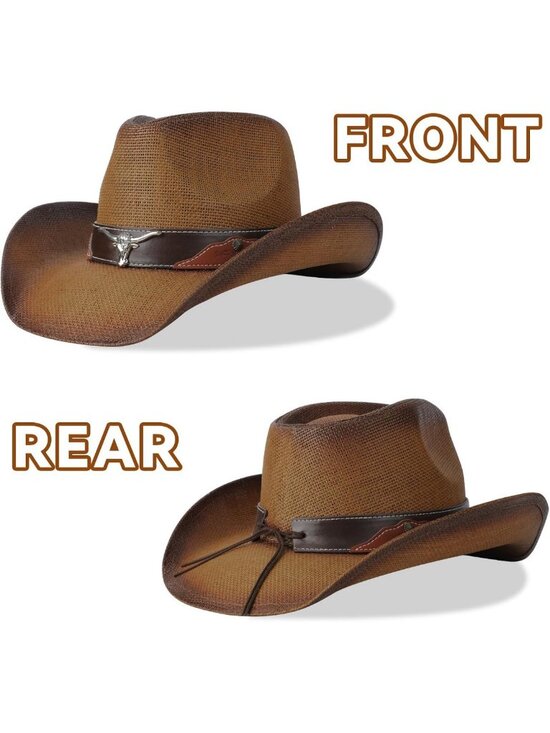 Stylish Shapeable Brim Cowboy Hat for Women & Men | Western Cowgirl Straw Hat main image 5